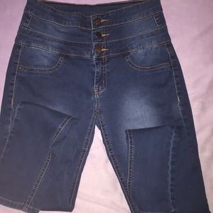 denim couture size 5 dark blue high waisted jeans